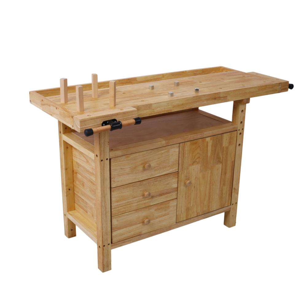 55 in. Wooden Workbench with 4*Bar Clamps 12 inch x 4-3/4 inch Throat_4Dock